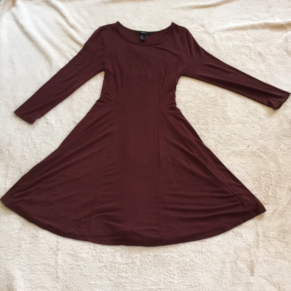 Forever 21 lace-up back brown skater dress